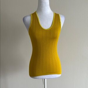 Anthropologie Gold Ribbed Fitted Tank Top